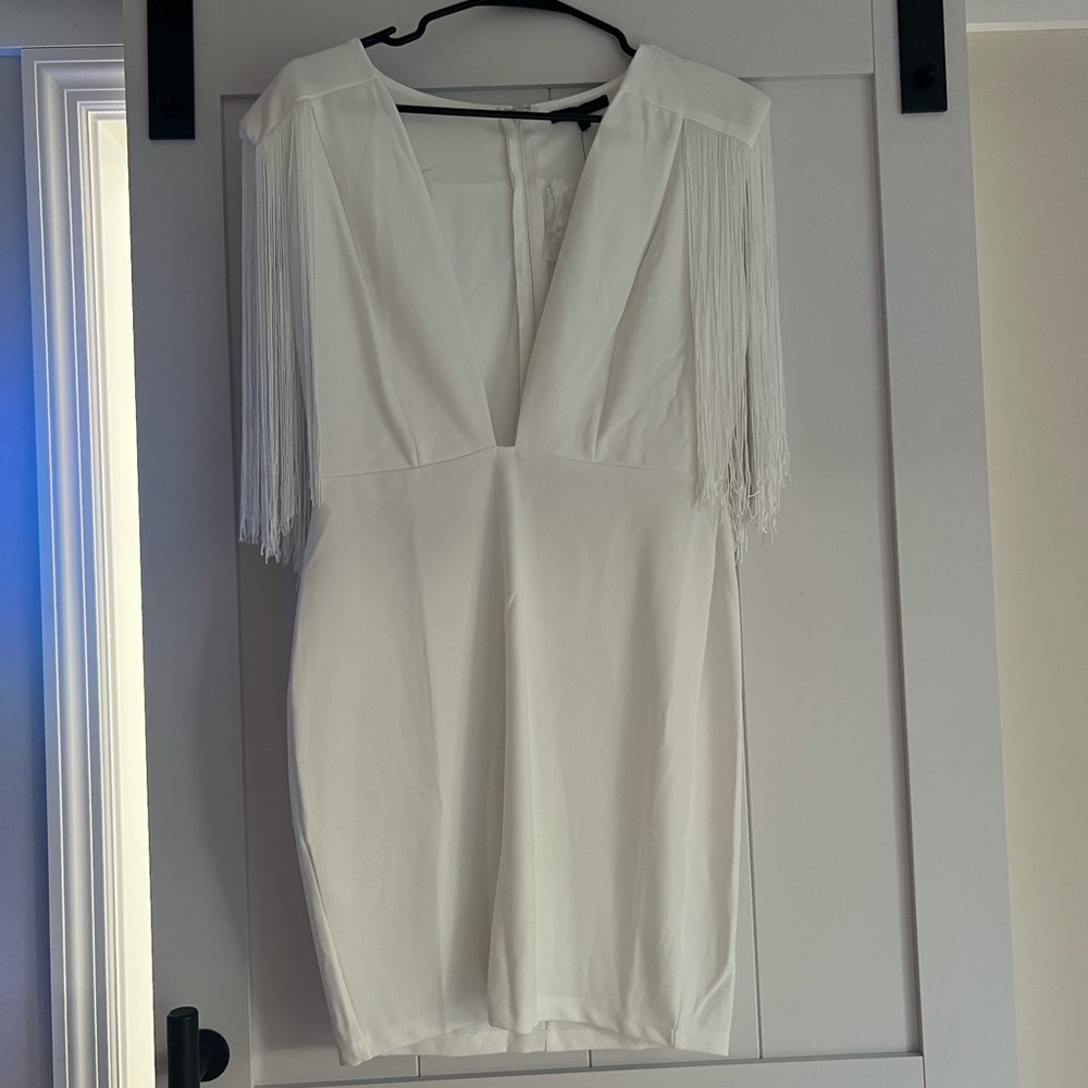 Elegant White Fringe Dress